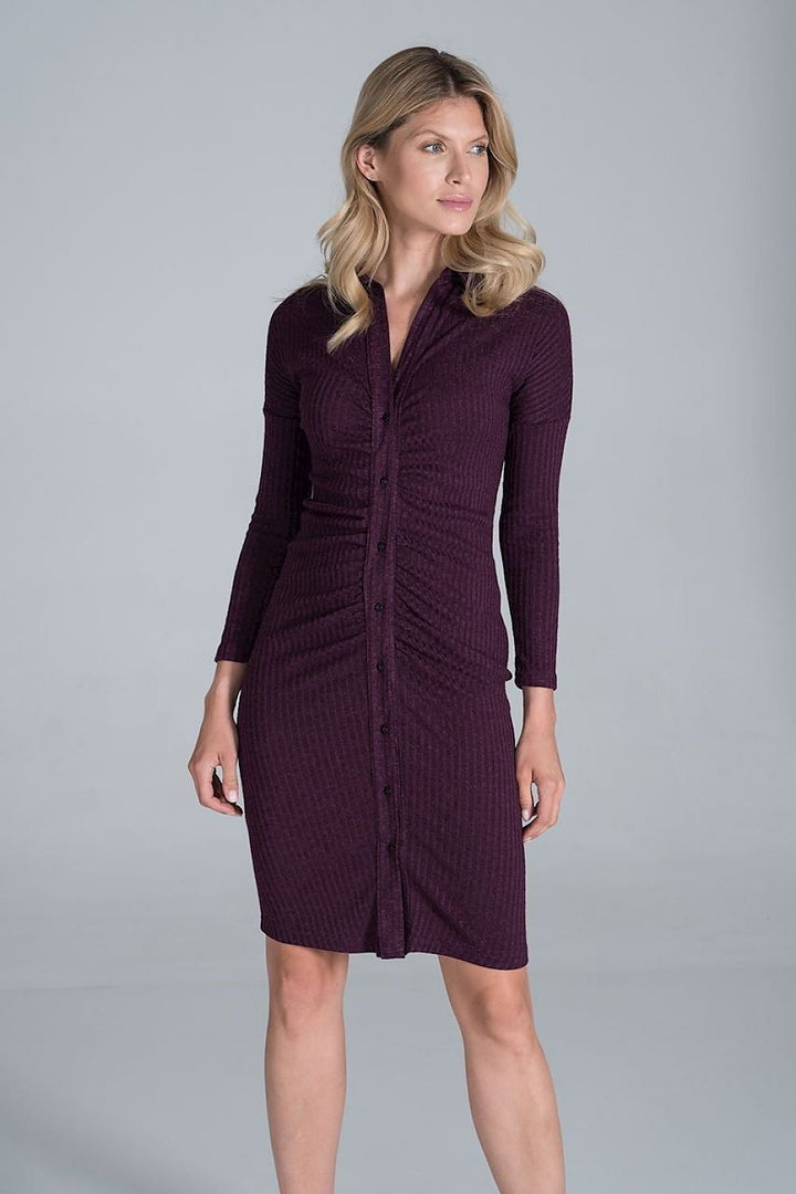 Midi  Daydress with a collar in a flowing ribbed knit Figl